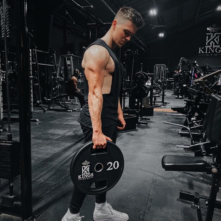 Weight training area with free weights and machines